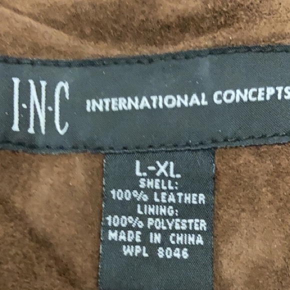 NWT Inc Concepts Vintage Brown Suede Leather Triangle Shawl/Cape Size L-XL - Picture 8 of 9